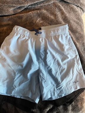 Huk Men's Pale Blue Swim Hybrids with Navy Drawcord